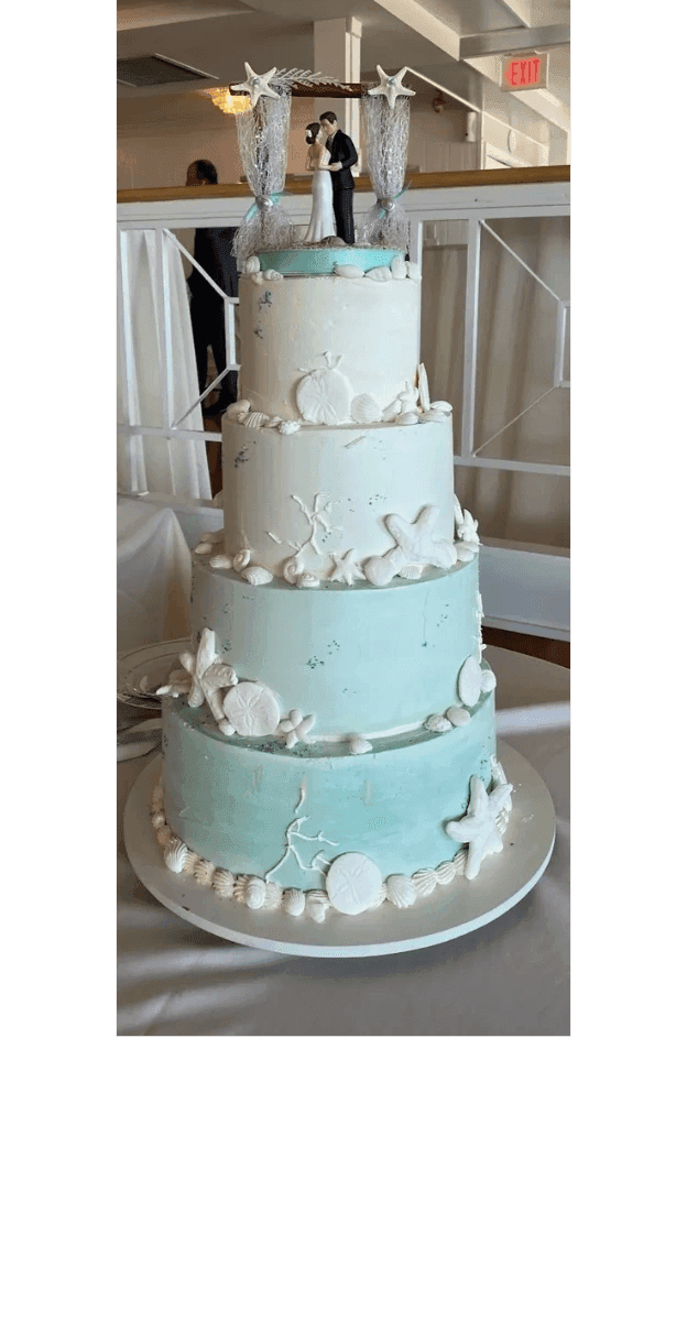 Mint and white tiered wedding cake